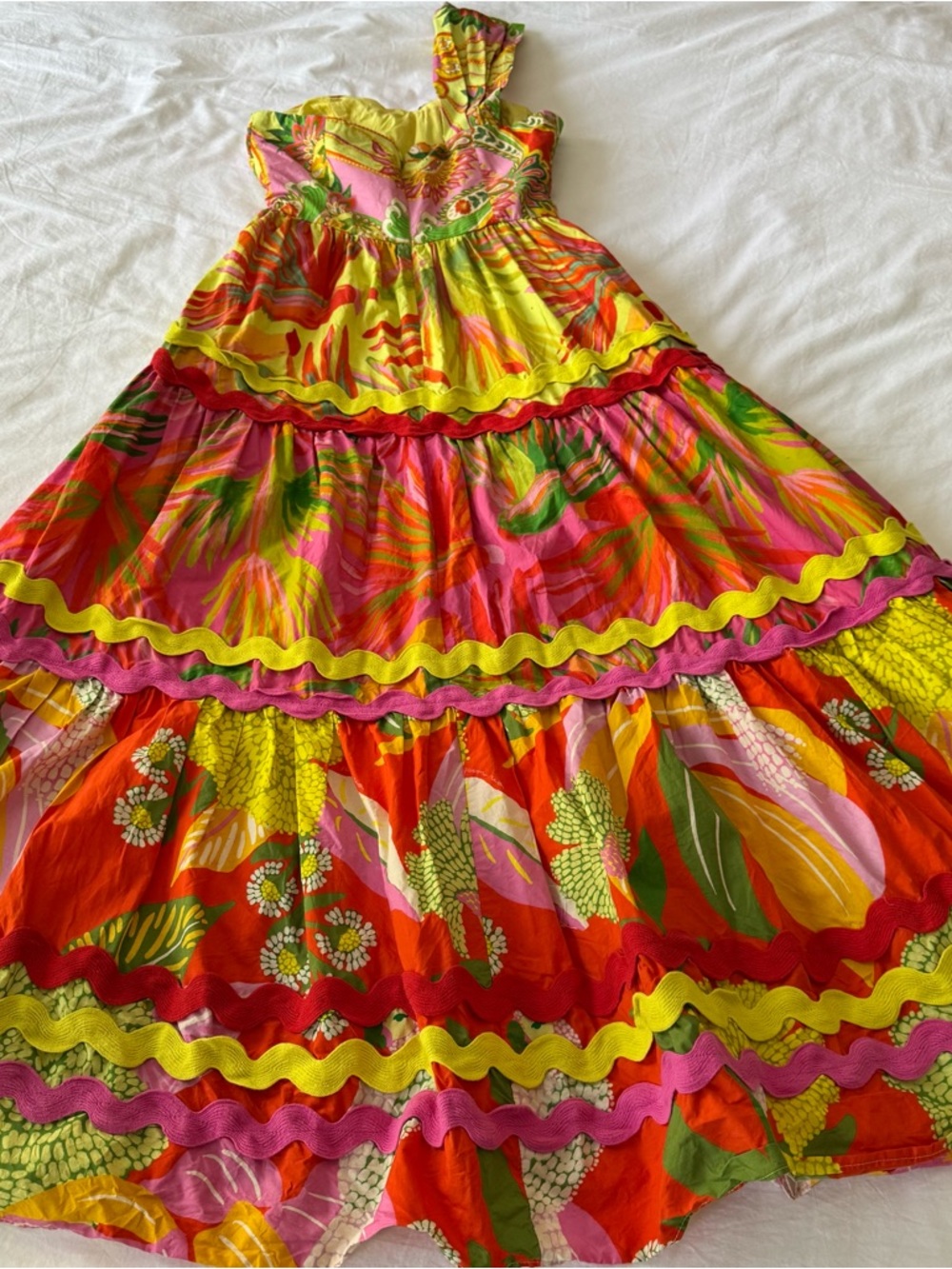 Farm Rio Mixed Prints One-Shoulder Dress Size XS - Picture 6 of 13